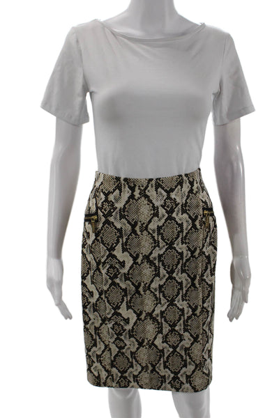 Michael Michael Kors Womens Animal Print Pencil Skirt Beige Size 14