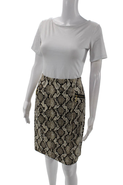 Michael Michael Kors Womens Animal Print Pencil Skirt Beige Size 14