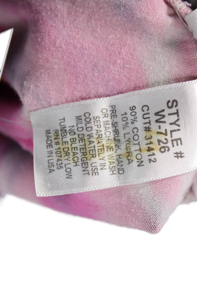 Hard Tail Womens Cotton Elastic Waist Tie Dye Short Pencil Skirt Pink Size 14