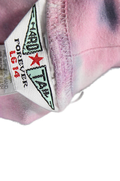 Hard Tail Womens Cotton Elastic Waist Tie Dye Short Pencil Skirt Pink Size 14