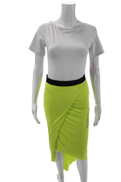 Mason Womens Elastic Waist Layered Detail Maxi Skirt Neon Green Size S