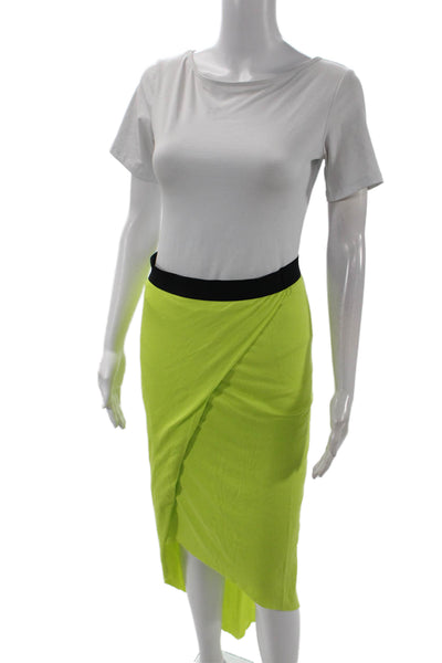 Mason Womens Elastic Waist Layered Detail Maxi Skirt Neon Green Size S