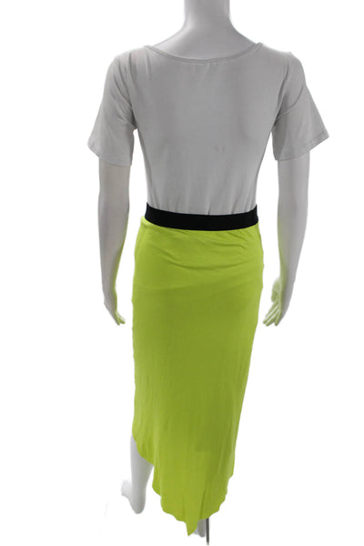 Mason Womens Elastic Waist Layered Detail Maxi Skirt Neon Green Size S