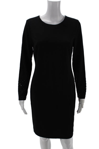 Karl Lagerfeld Womens Long Sleeve Rhinestoned Cuff Detail Dress Black Size 4