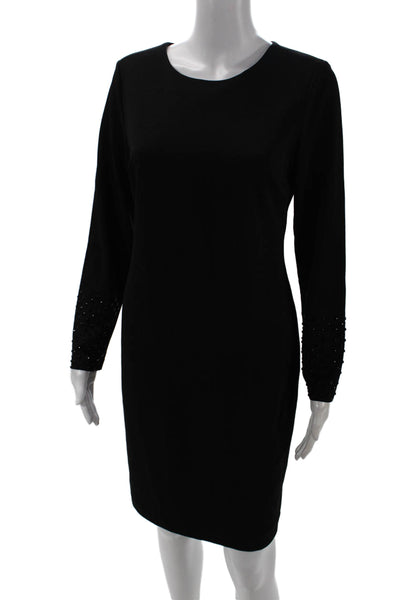 Karl Lagerfeld Womens Long Sleeve Rhinestoned Cuff Detail Dress Black Size 4