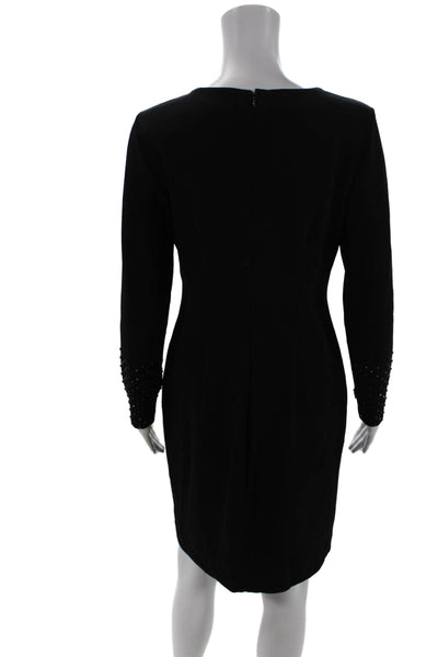 Karl Lagerfeld Womens Long Sleeve Rhinestoned Cuff Detail Dress Black Size 4