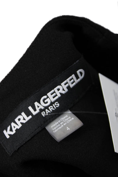 Karl Lagerfeld Womens Long Sleeve Rhinestoned Cuff Detail Dress Black Size 4