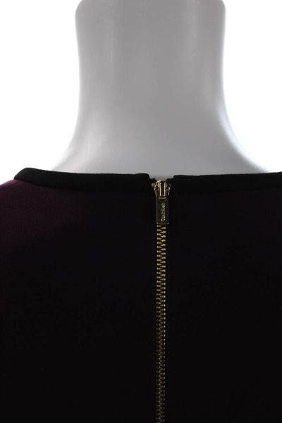 Calvin Klein Womens Knee Length Zippered Flounce Sleeve Dress Burgundy Size 4