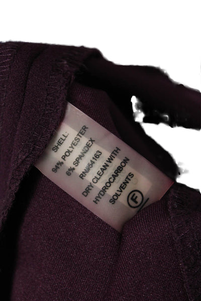 Calvin Klein Womens Knee Length Zippered Flounce Sleeve Dress Burgundy Size 4