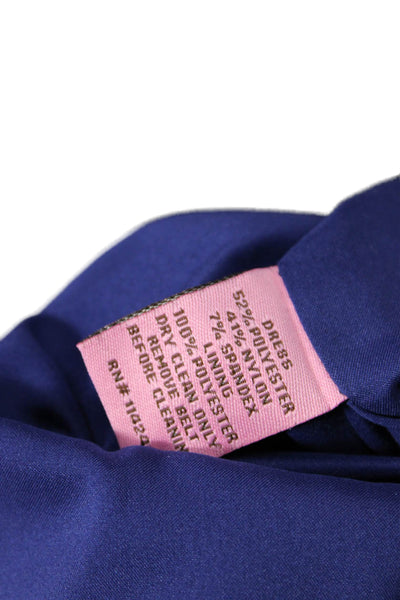 Eliza J Womens Gathered Layered Neckline Sleeveless Pencil Dress Blue Size 8