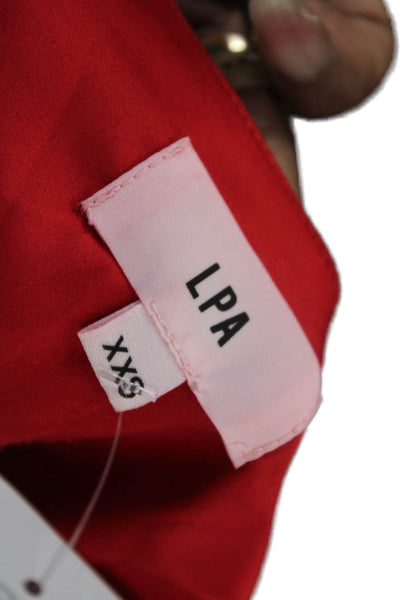 LPA Womens Polka Dot Blouse Red Size 2XS