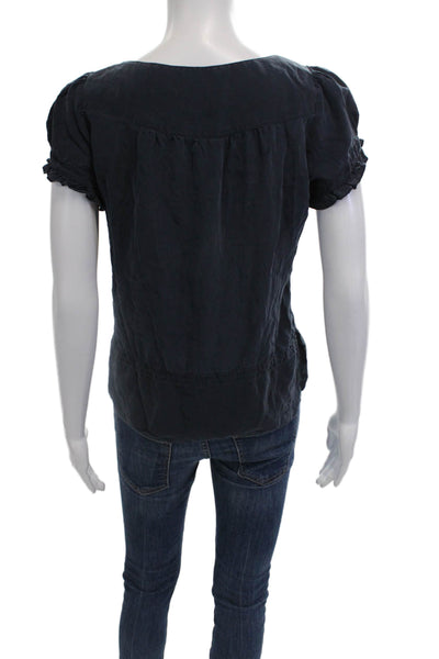 Nanette Lepore Womens Tied Blouse Blue Size 2
