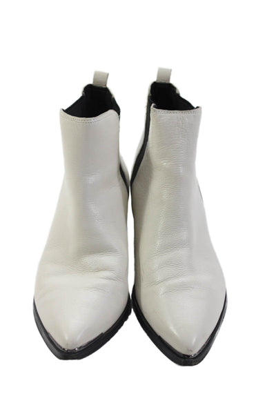 Marc Fisher LTD. Womens Leather Pointed To Ankle Boots White Size 7M