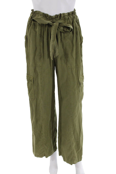 Bella Dahl Womens High Waisted Drawstring Cargo Pants Green Size XS