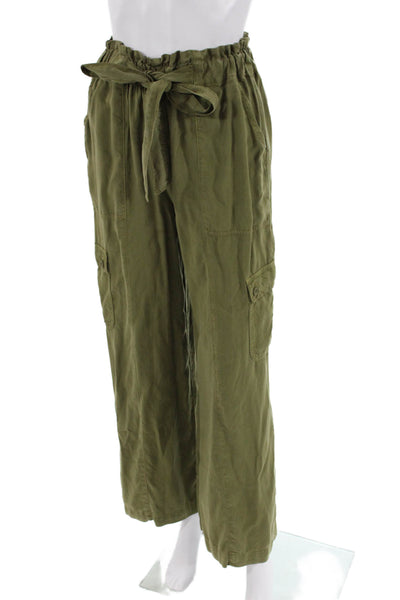 Bella Dahl Womens High Waisted Drawstring Cargo Pants Green Size XS