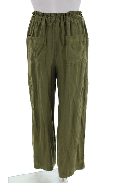 Bella Dahl Womens High Waisted Drawstring Cargo Pants Green Size XS