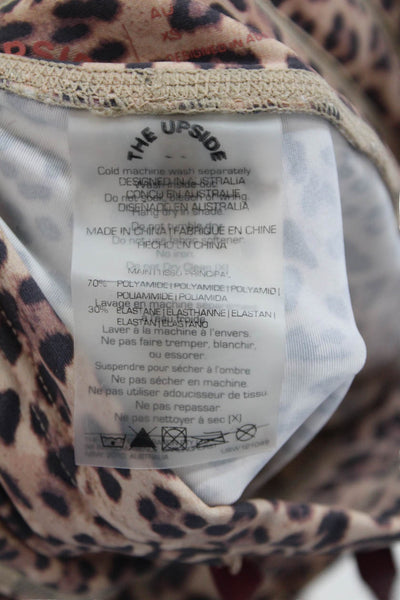 The Upside Womens High Rise Drawstring Leopard Biker Shorts Brown Size 4