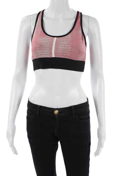 Ultracor Womens Scoop Neck Croc Printed Sports Bra Red Black Size Small