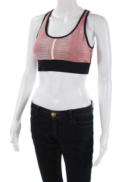 Ultracor Womens Scoop Neck Croc Printed Sports Bra Red Black Size Small
