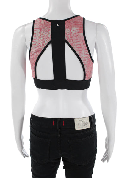 Ultracor Womens Scoop Neck Croc Printed Sports Bra Red Black Size Small