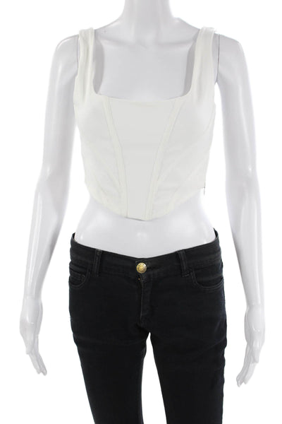 Zara Womens Sleeveless Scoop Neck Cropped Corset Top White Size S