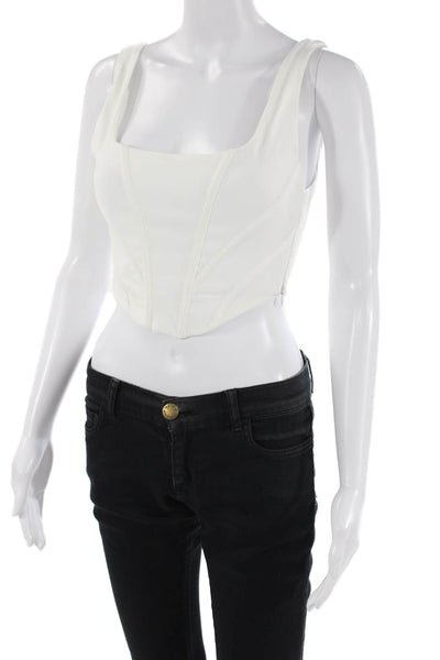 Zara Womens Sleeveless Scoop Neck Cropped Corset Top White Size S
