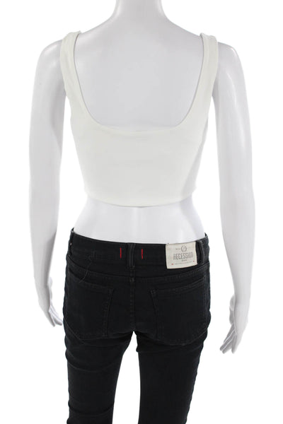 Zara Womens Sleeveless Scoop Neck Cropped Corset Top White Size S