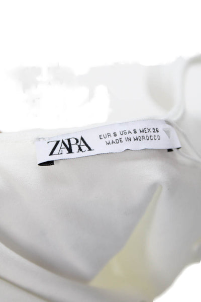 Zara Womens Sleeveless Scoop Neck Cropped Corset Top White Size S