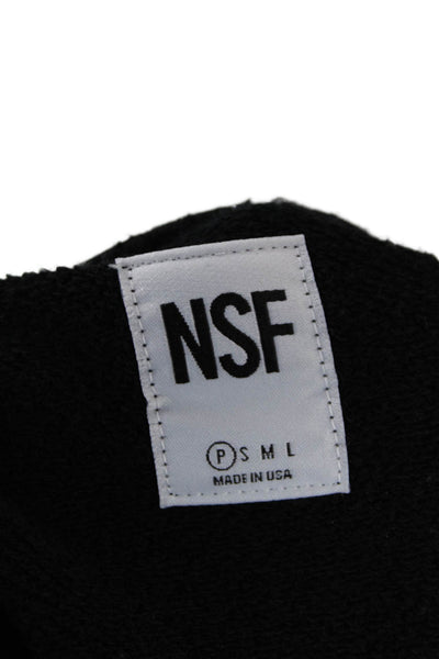 NSF Womens Cotton Cinched Waist Long Sleeve Knit Top Black Size P