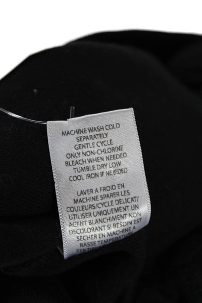 NSF Womens Cotton Cinched Waist Long Sleeve Knit Top Black Size P