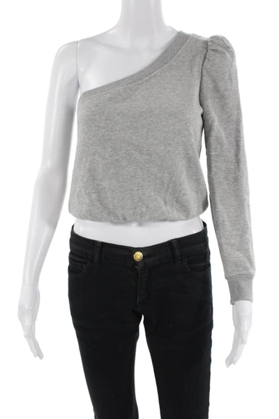 ALC Womens Cotton Long Sleeve One Shoulder Top Gray Size XS