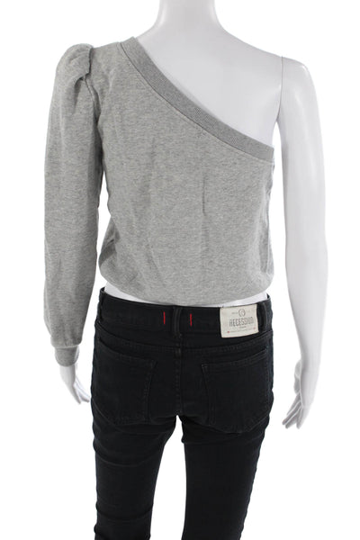 ALC Womens Cotton Long Sleeve One Shoulder Top Gray Size XS