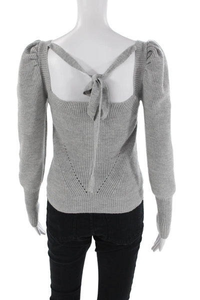 Prospect Womens Long Puff Sleeve Square Neck Sweater Gray Size XS