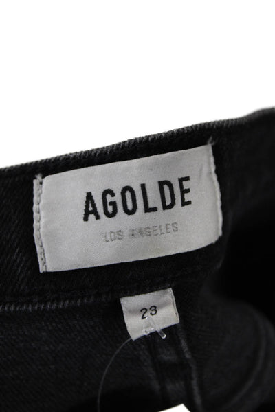 Agolde Womens Mid Rise Distressed Skinny Jeans Black Size 23