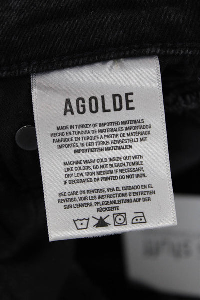 Agolde Womens Mid Rise Distressed Skinny Jeans Black Size 23