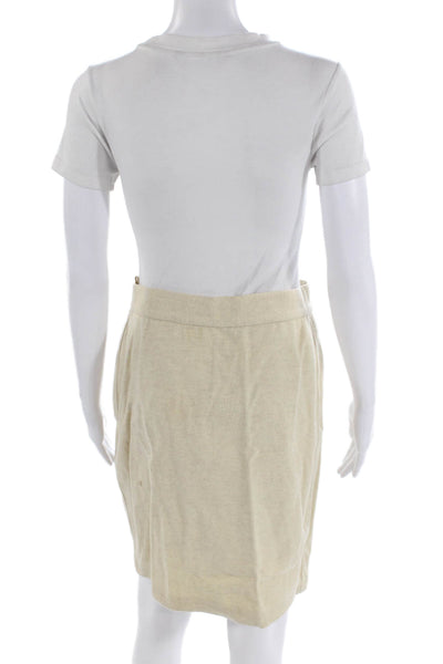 Gianni Versace Womens Front Zip Knee Length Pencil Skirt Beige Size 44