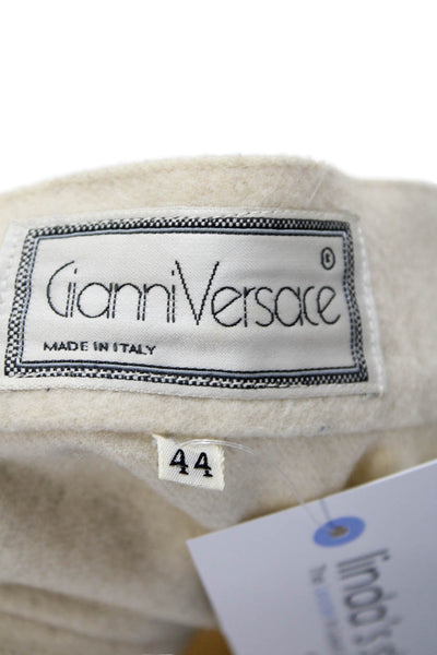 Gianni Versace Womens Front Zip Knee Length Pencil Skirt Beige Size 44