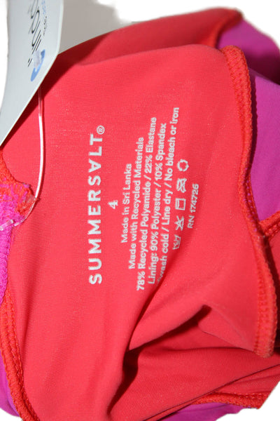 Summersalt Womens Colorblock Print Sleeveless V-Neck Tie Back Bikini Red Size 4