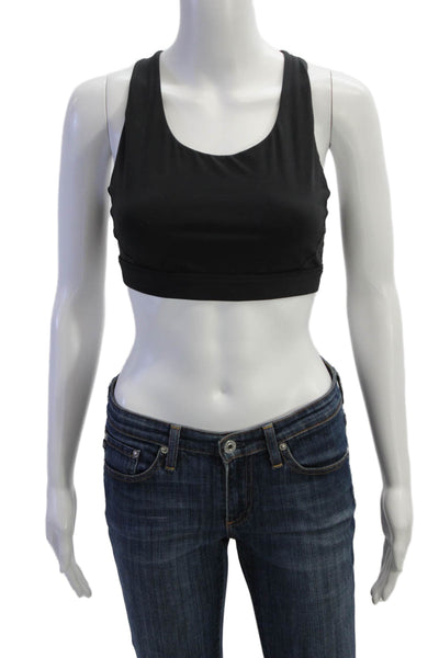 Athleta Womens Cut Out Racer Back Pull On Sports Bra Black Size Medium
