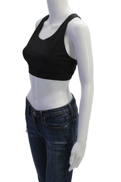Athleta Womens Cut Out Racer Back Pull On Sports Bra Black Size Medium