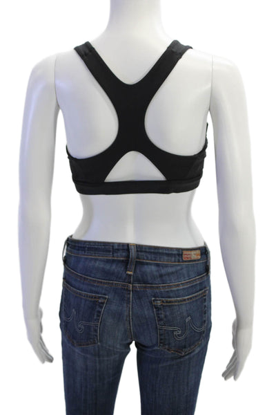 Athleta Womens Cut Out Racer Back Pull On Sports Bra Black Size Medium