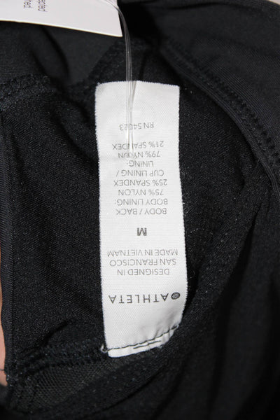 Athleta Womens Cut Out Racer Back Pull On Sports Bra Black Size Medium