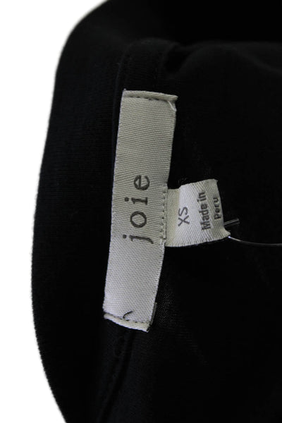 Joie Womens Short Sleeve Crew Neck Twist Front Tee Shirt Black Cotton Size XS