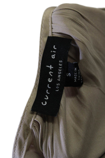 Current Air Womens Short Sleeve V Neck Boxy Satin Blouse Brown Size Small