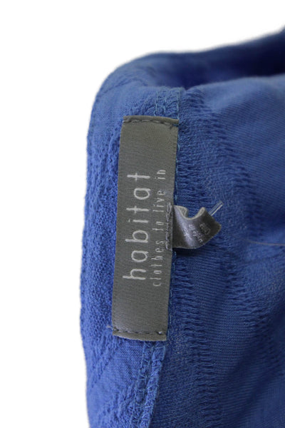 Habitat Womens 3/4 Sleeve Scoop Neck Knit Shirt Blue Cotton Size Extra Small
