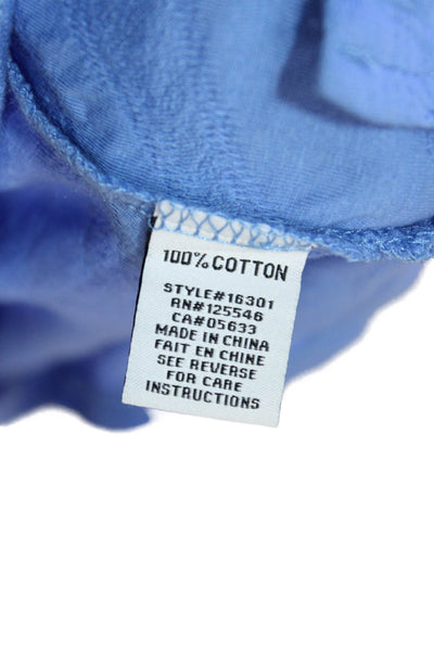 Habitat Womens 3/4 Sleeve Scoop Neck Knit Shirt Blue Cotton Size Extra Small