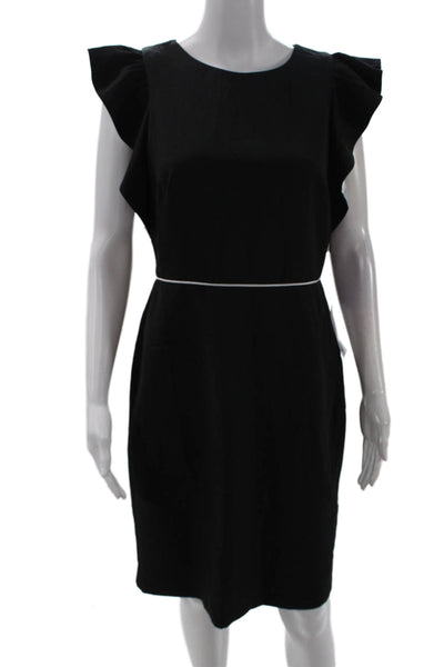 Taylor Womens Ruffled Trim Detail Sleeveless Pencil Dress Black Size 6
