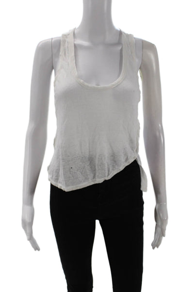Derek Lam 10C Womens Linen Relaxed Fit Cropped Tank Top White Size M