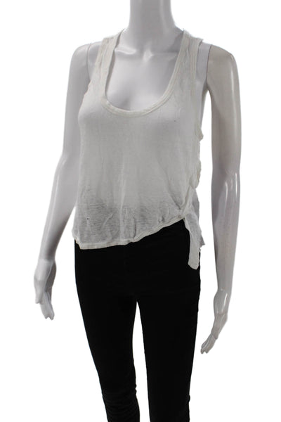 Derek Lam 10C Womens Linen Relaxed Fit Cropped Tank Top White Size M