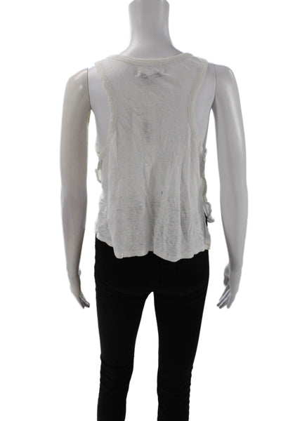 Derek Lam 10C Womens Linen Relaxed Fit Cropped Tank Top White Size M